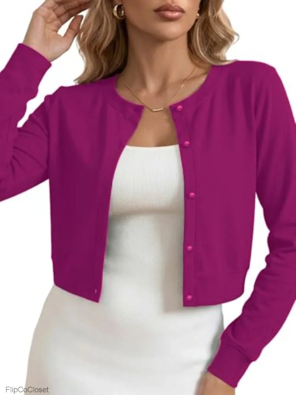 Womens Lightweight Cropped Open Front Shrug Cardigan Long Sleeve